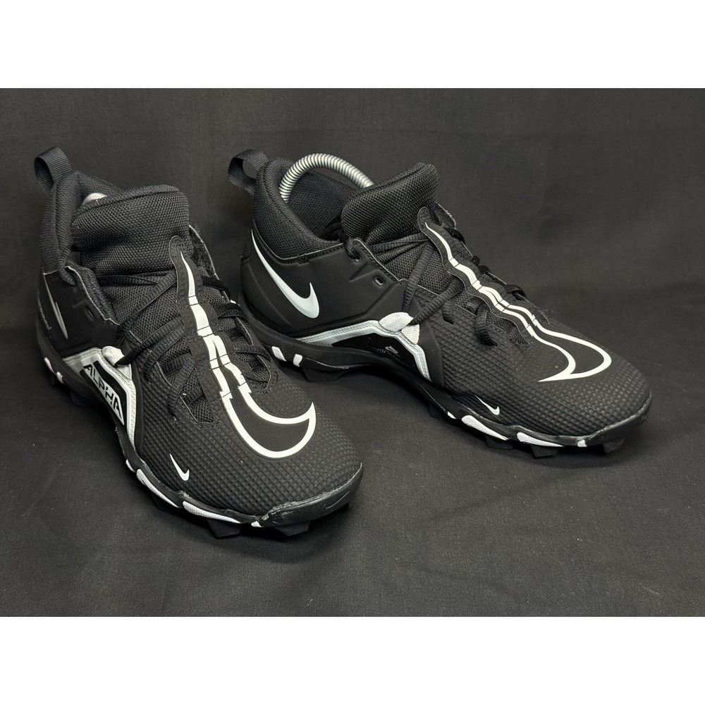 Nike Alpha Menace 3 Shark Football Cleats Shoes Mens 9 Black White Fastflex